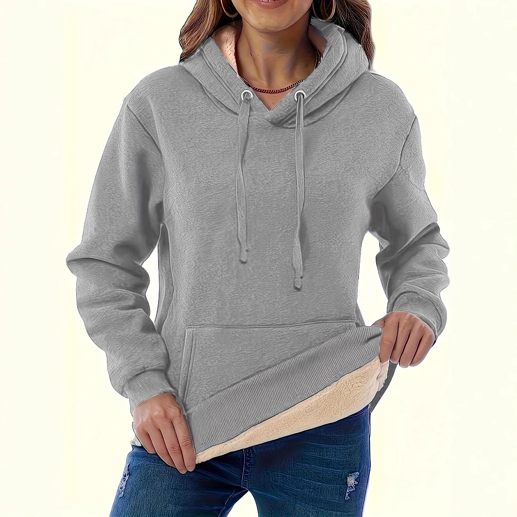 Women's Warm Hooded Pullover Sweatshirt with Pockets