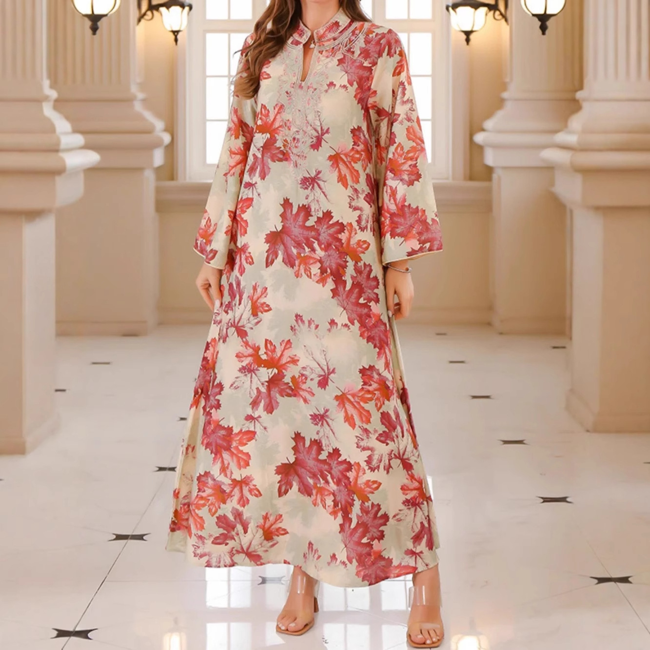 Floral Print Long Sleeve Maxi Dress