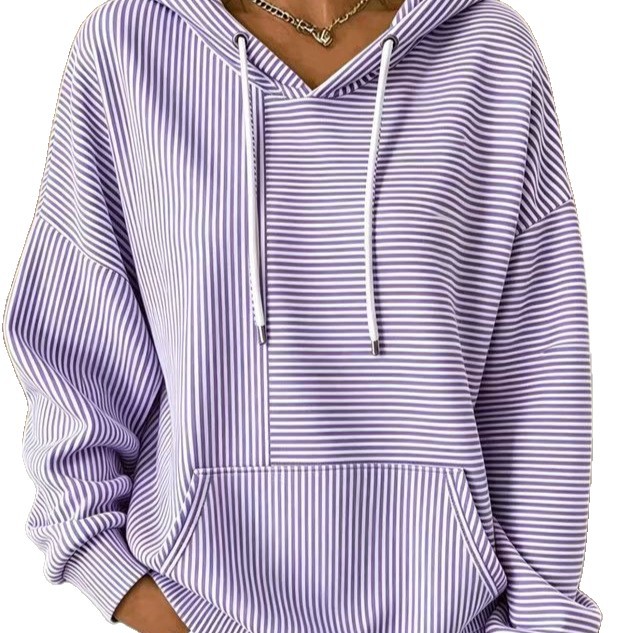 Women's Striped Line Print Casual Hoodie