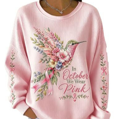 Women's Bird Floral Letter Print Casual Pullover Hoodie