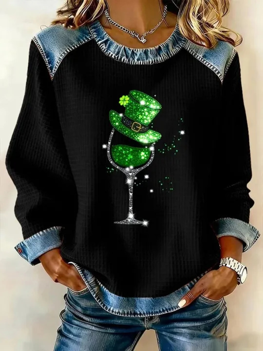 Women's Iris Floral Print Crewneck Sweatshirt