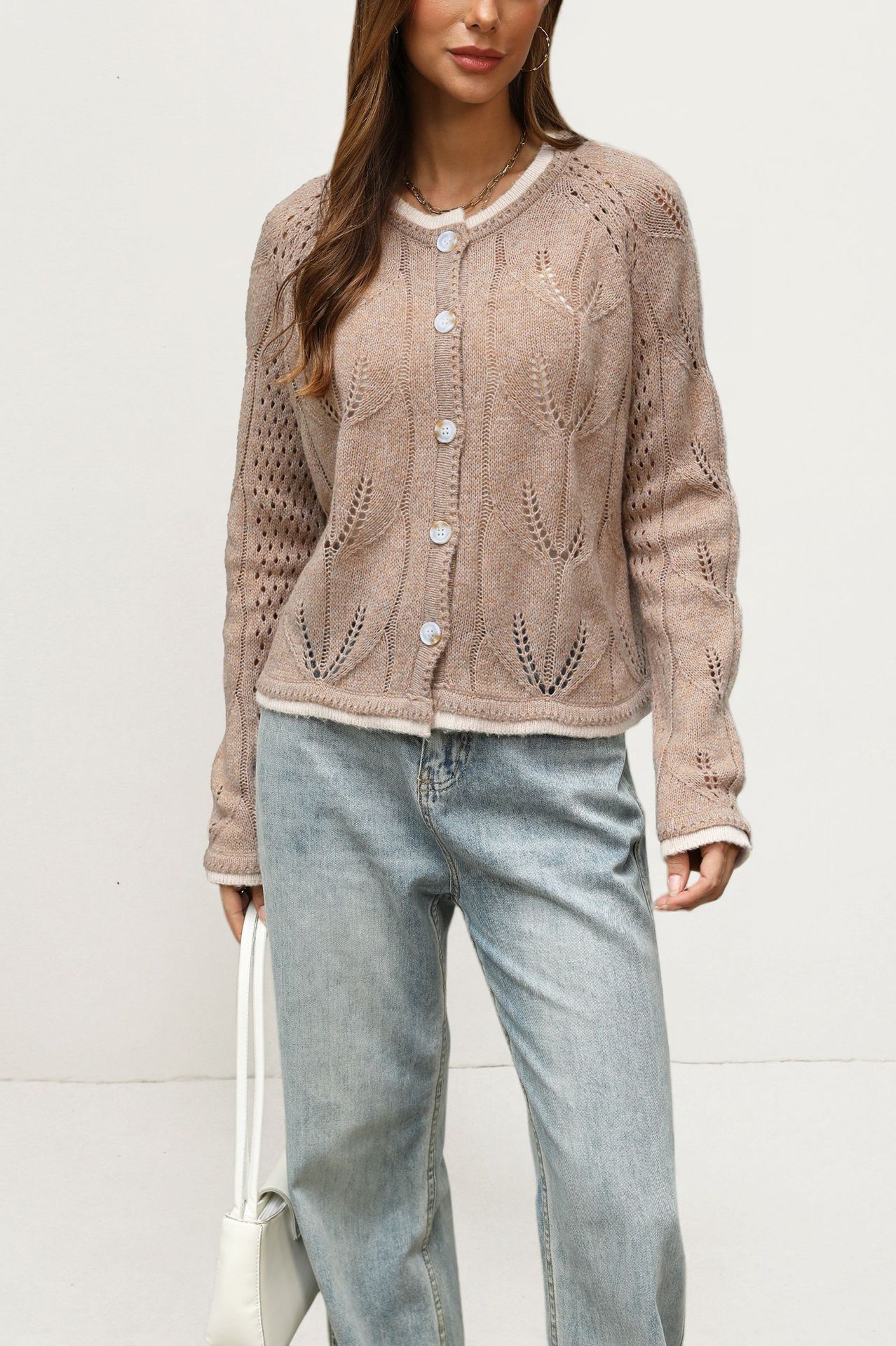 Women's Cropped Button-Front Knit Cardigan Sweater