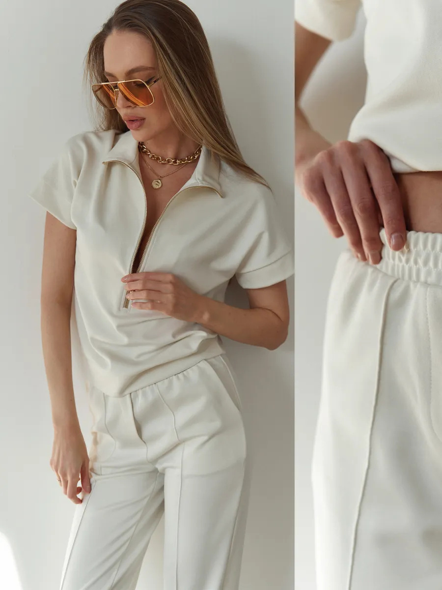 Women's Solid Color Loose Short Sleeve Tee and Pants Two-Piece Set