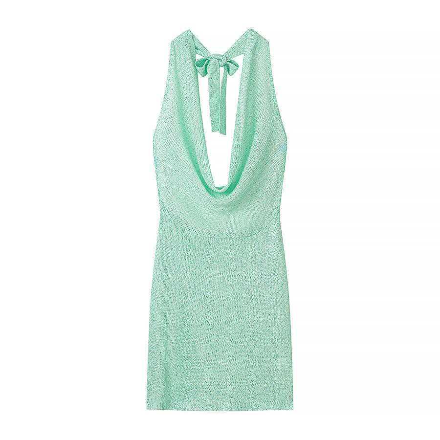 Women's Halter Tie Knit Bodycon Dress