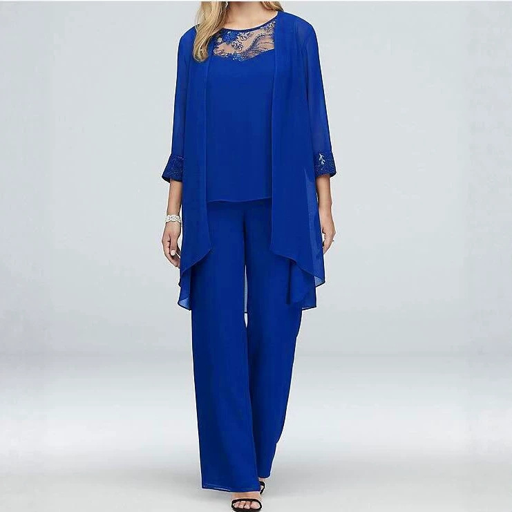 Women's Casual Solid Color Lace Panel Three-Piece Set