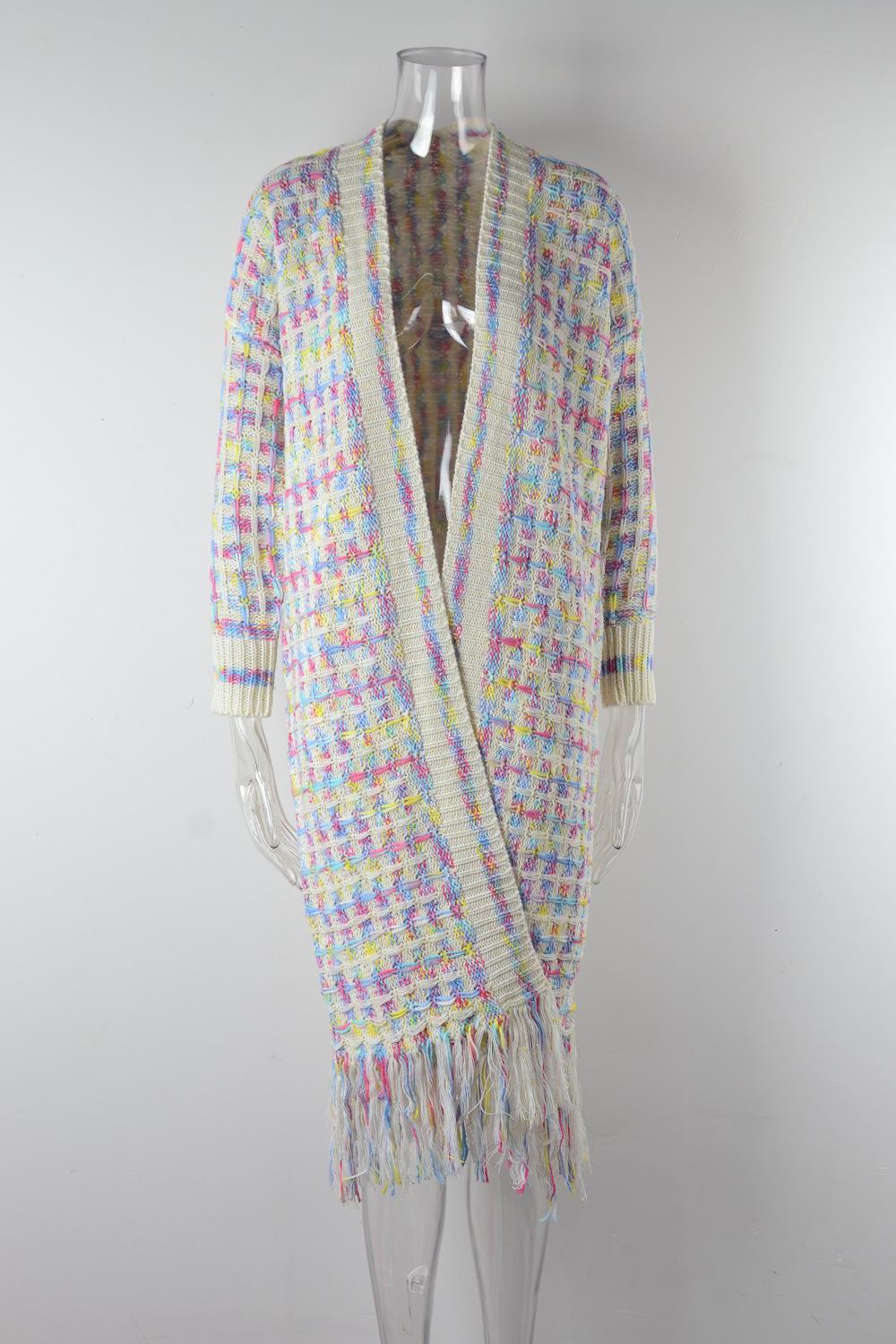 Plus Size Fringe Long Cardigan Sweater Coat