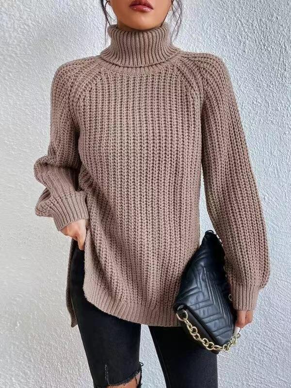 Women's Turtleneck Midi Sweater Soft French Style Pullover