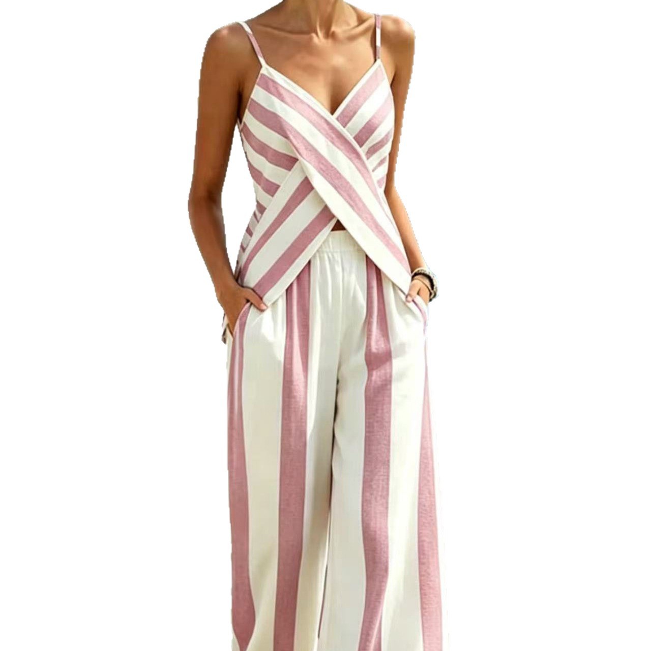 Bohemian Print Sleeveless Top and Straight-Leg Pants Set