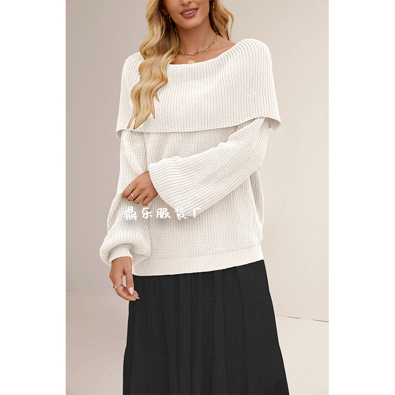 Women's Off-Shoulder Knit Sweater Loose Fit Long Sleeve Pullover
