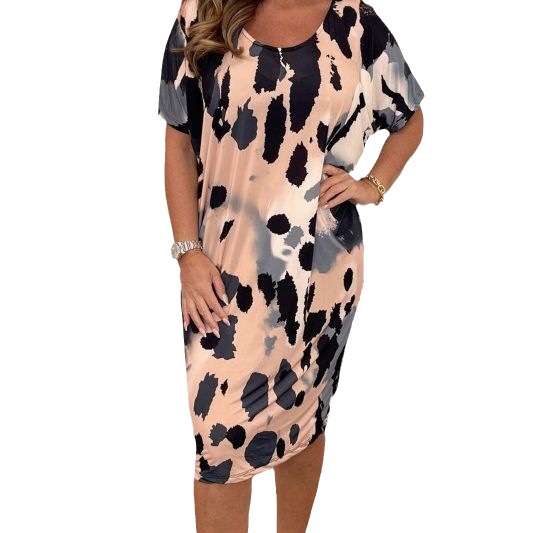 Women's Plus Size Printed Short Sleeve Casual Dress