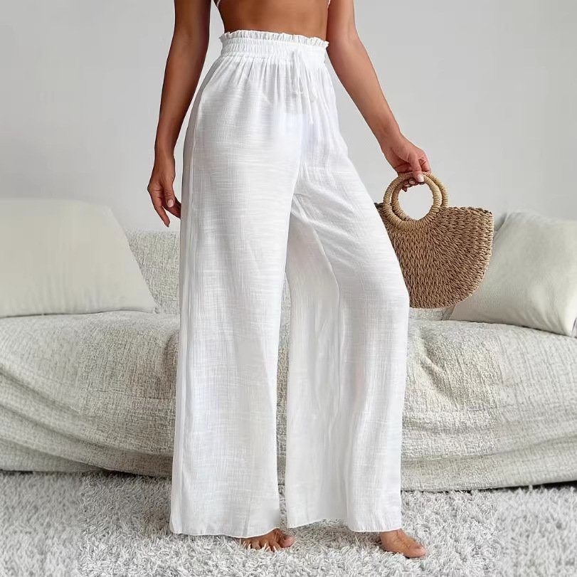 Women's Solid Color Wide-Leg Pants Casual Loose Fit Commuter Trousers