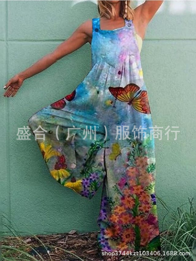 Printed High-Waist Sleeveless A-Line Midi Dress
