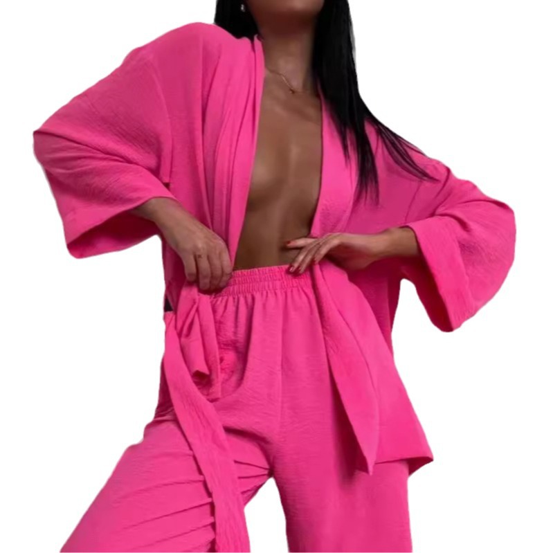 Women's Loose Comfortable 3/4 Sleeve Long Pants Pajama Set Loungewear