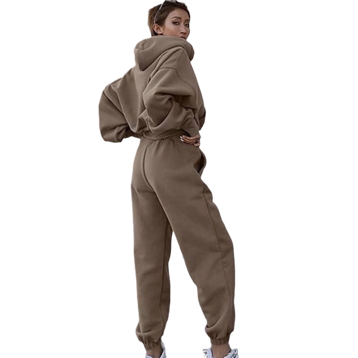 Women's Casual Hoodie and Pants Set Solid Color Long Sleeve