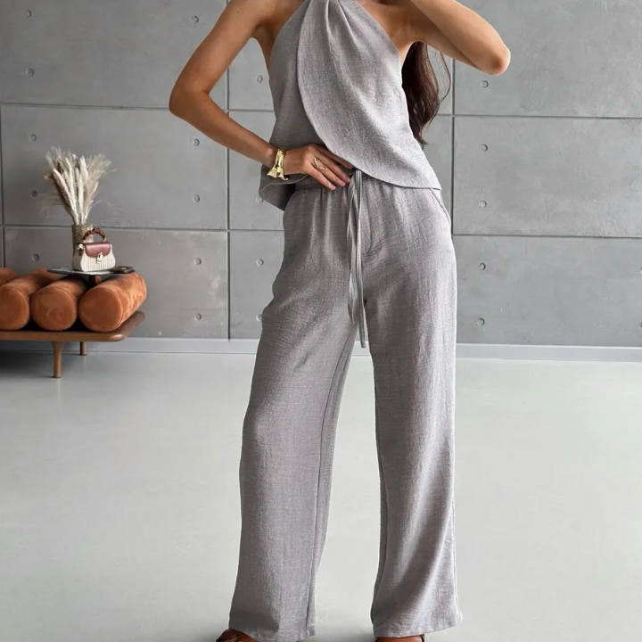 Women's Summer Sleeveless Halter Vest and Pants Two-Piece Set