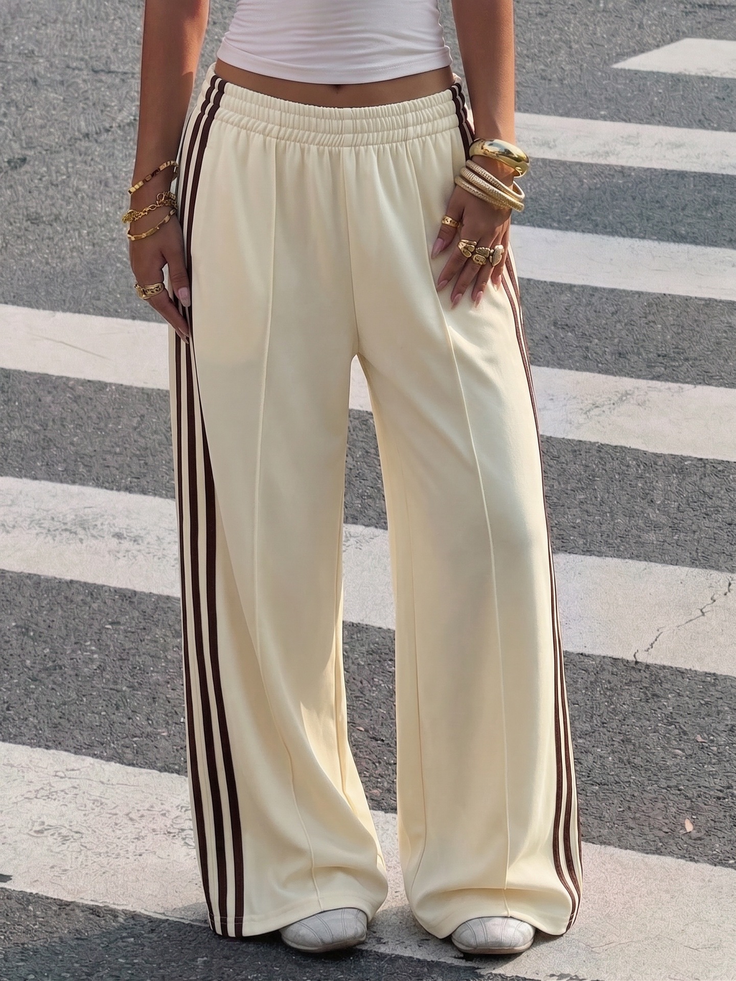 Y2K Retro High-Waist Elastic Waist Drapey Casual Pants