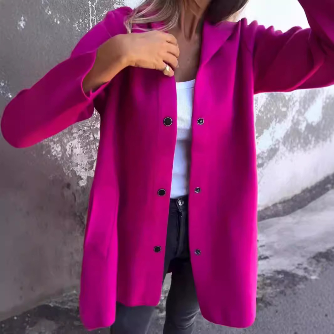 Solid Color Hooded Single-Breasted Casual Jacket