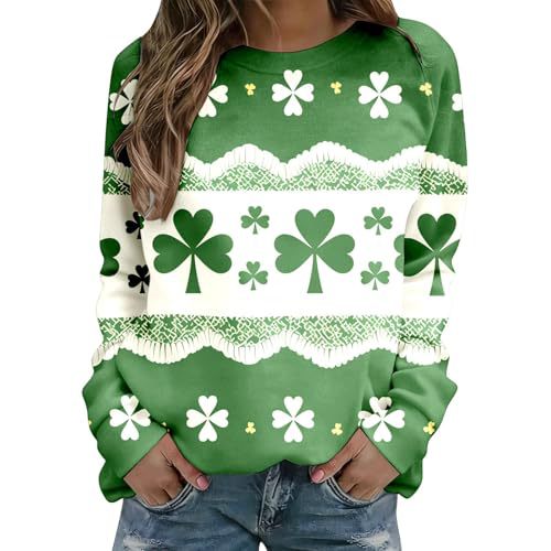 Women's Lucky Clover Floral Print Crewneck Sweatshirt