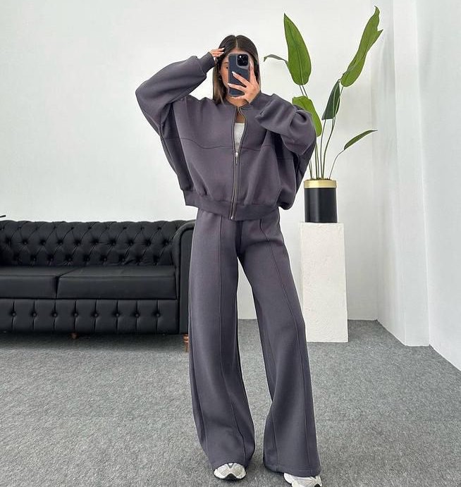 Women's Casual Two-Piece Cardigan and Pants Set Long Sleeve Streetwear