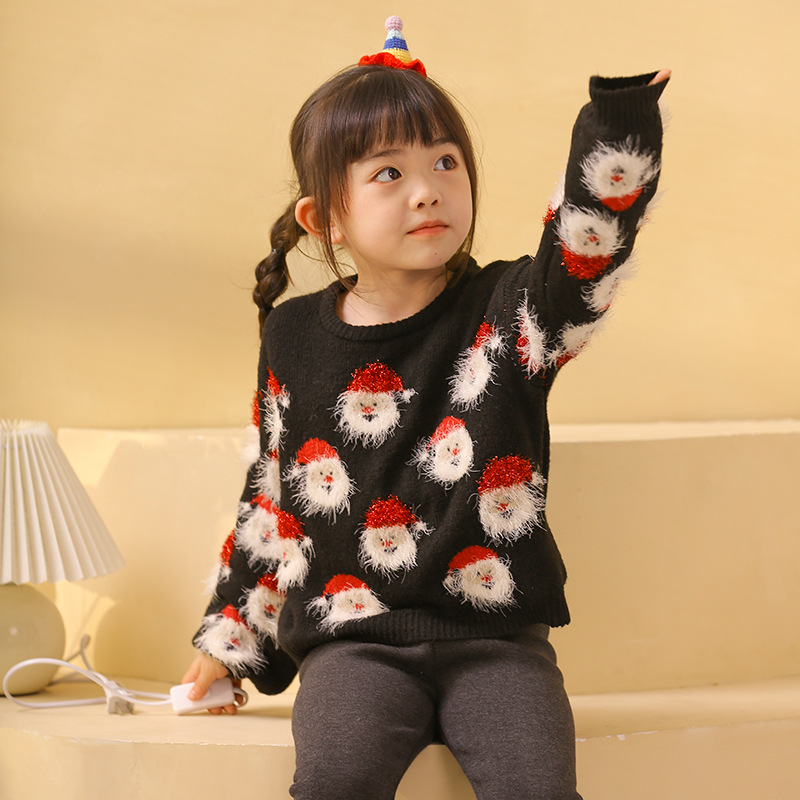 Kids Christmas Santa Pullover Knit Sweater
