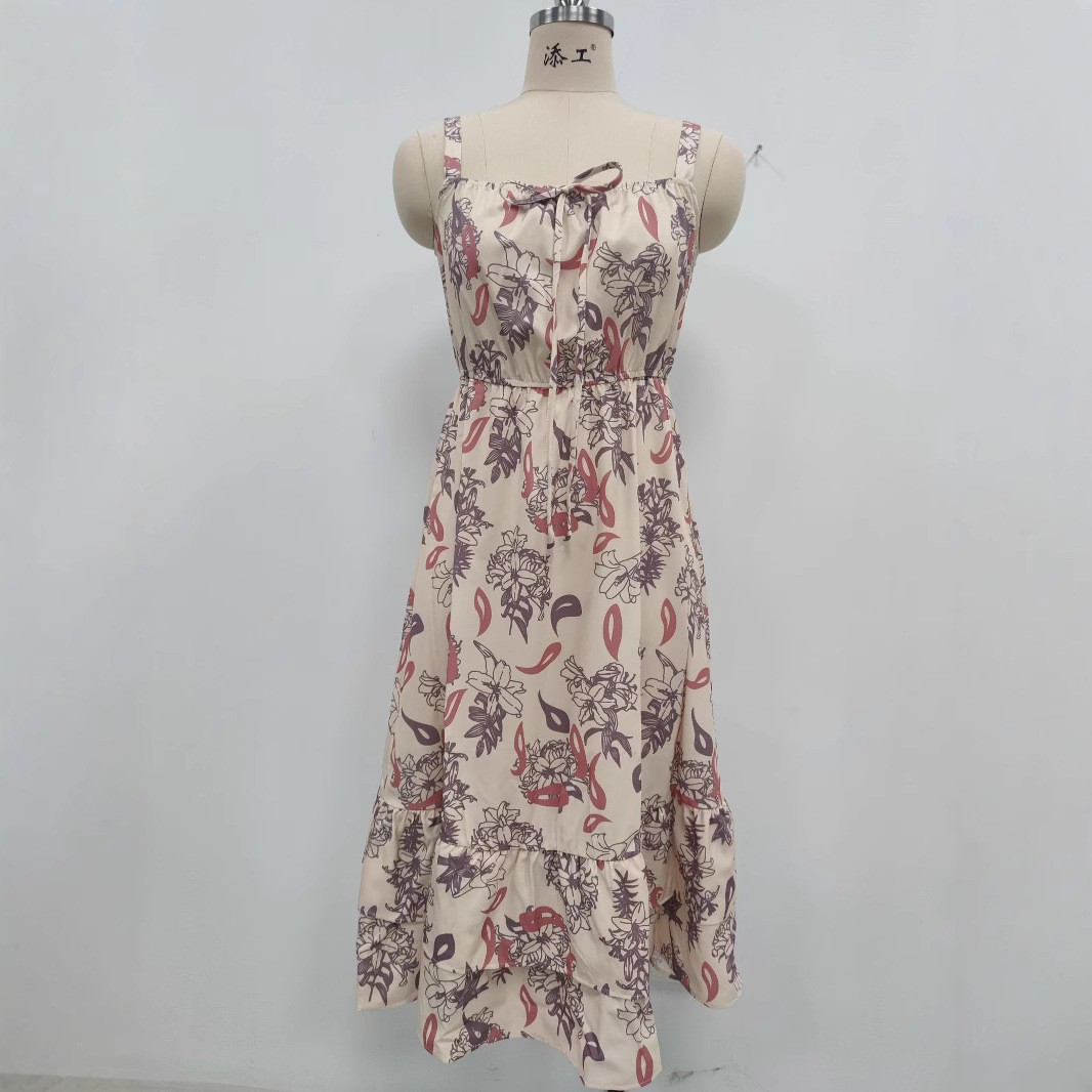 Floral Square Neck Cami Bohemian Midi Dress