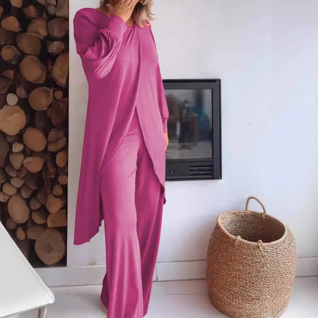 Women's Sequin Quilted Top and Pants Set Casual Long Sleeve Two-Piece Outfit