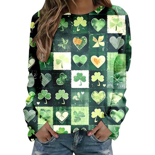Women's Lucky Clover Floral Print Crewneck Sweatshirt