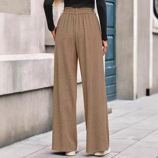 Ribbed Wide-Leg Straight Pants for Women Casual Commute