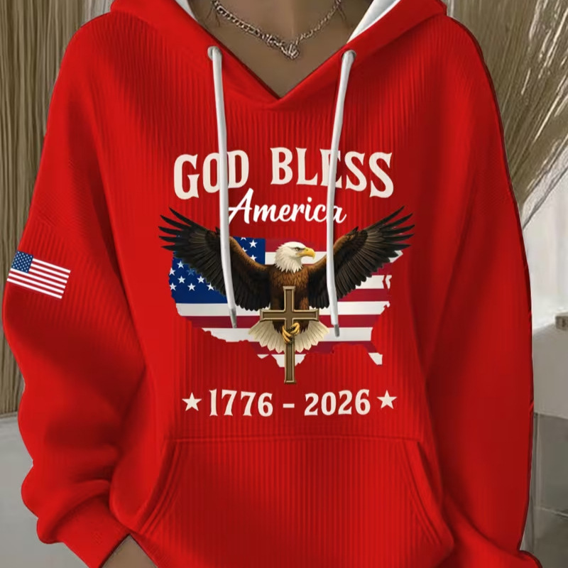 Women's Eagle USA Print Casual Hoodie