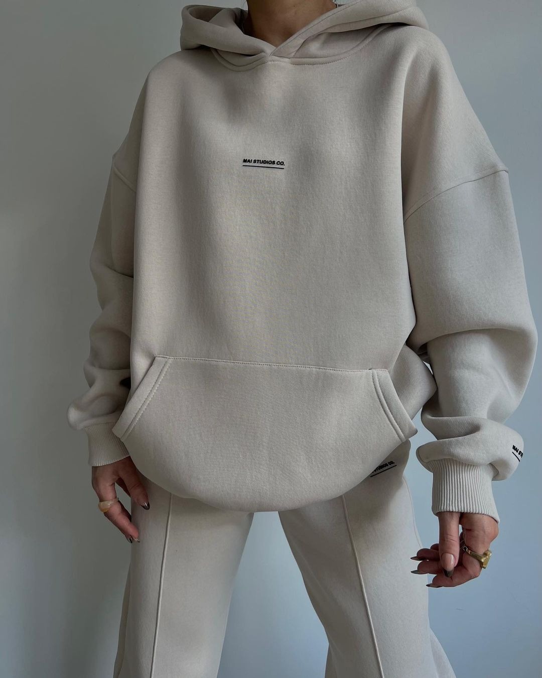 Women's Fleece-Lined Hoodie and Pants Set with Print
