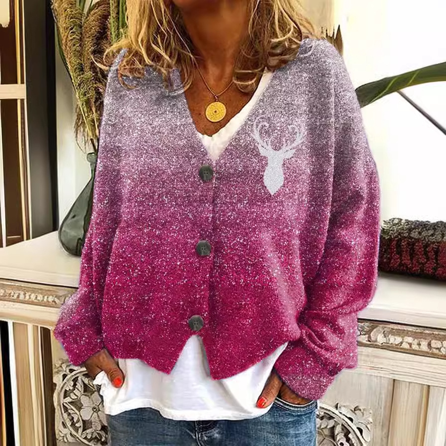 3D Print Women's Cardigan Soft Knit Casual Wrap Sweater
