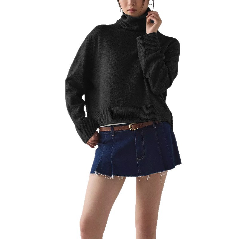 Women's Pullover Knit Turtleneck Sweater Solid Color