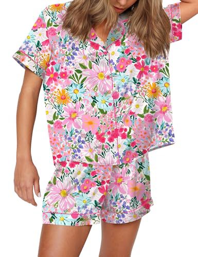Women's Cuban Collar Animal Print Short Sleeve Shirt Set Casual Summer