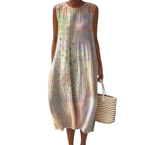 Women's Vintage Floral Print Sleeveless Midi Dress