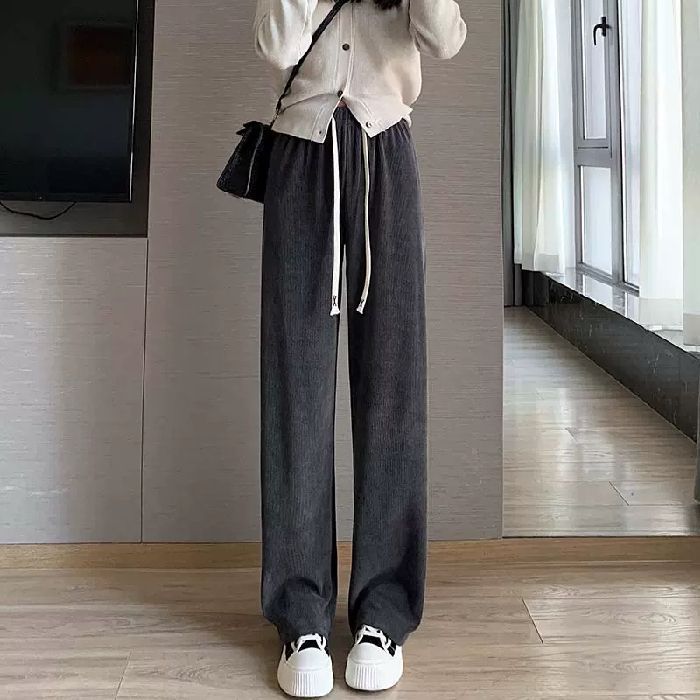 Women's Wide-Leg Straight Pants Plus Size High Waist Draped