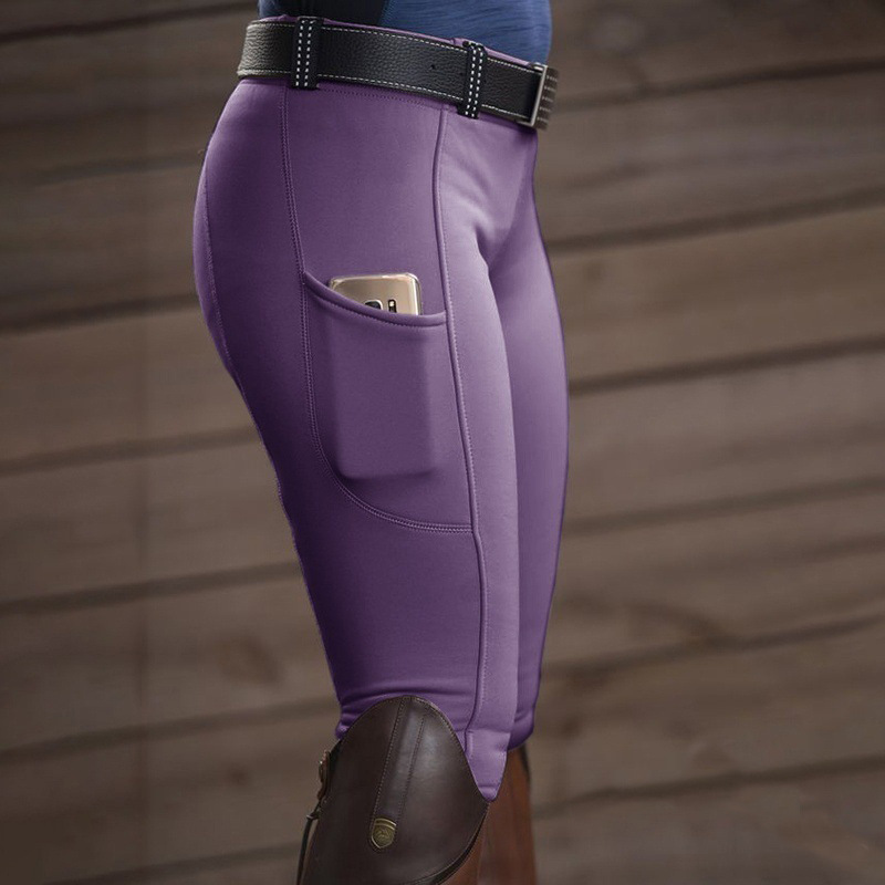 Stretchy Butt-Lifting Equestrian Pencil Pants with Pockets