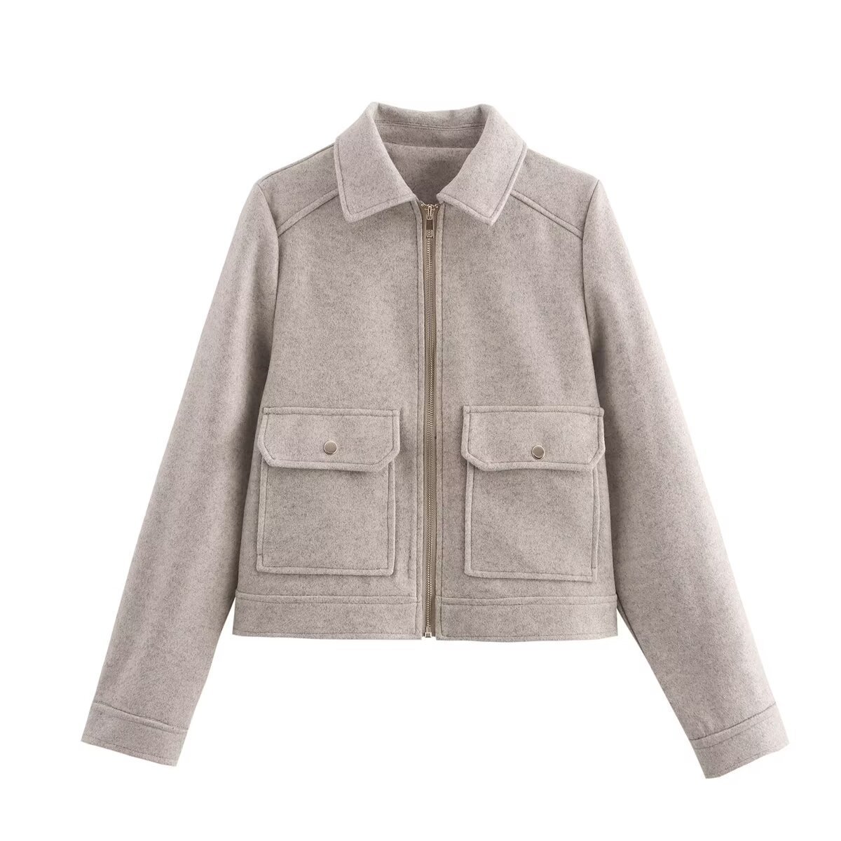 Women's Tweed Zip Jacket with Pockets