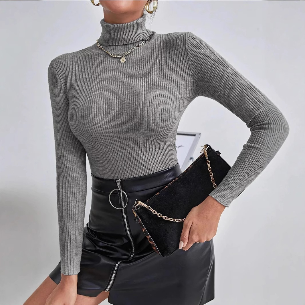 Slim Fit Turtleneck Knit Pullover Sweater