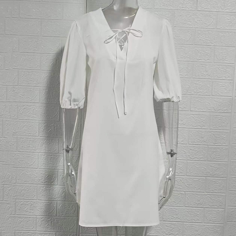 Women's V-Neck Tie Short Dress