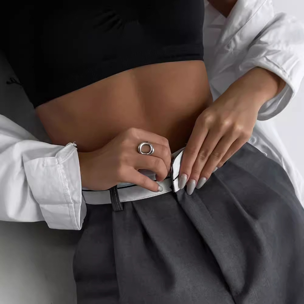 Solid Color Straight-Leg Tailored Pants Slimming Floor-Length
