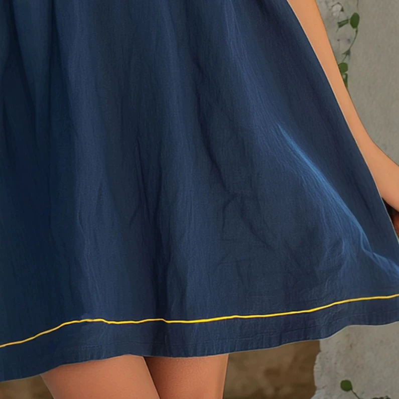 Retro Elegant Blue Sleeveless Colorblock Ribbon Mini Dress