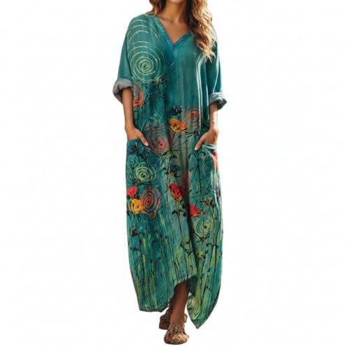 Women's Boho A-Line Midi Dress with 3D Print
