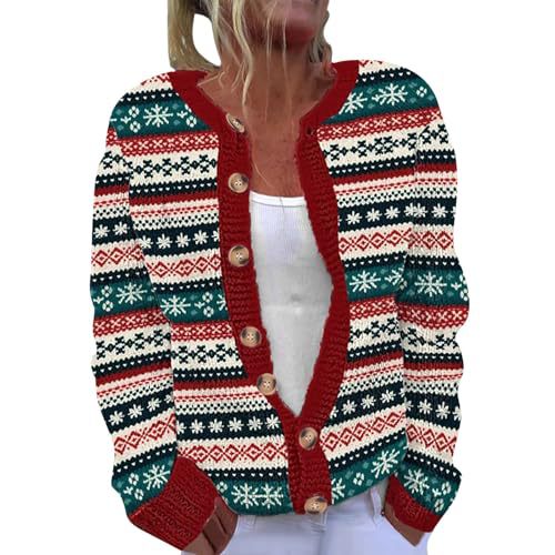 Women's Floral Leaf Print Button Cardigan Sweater