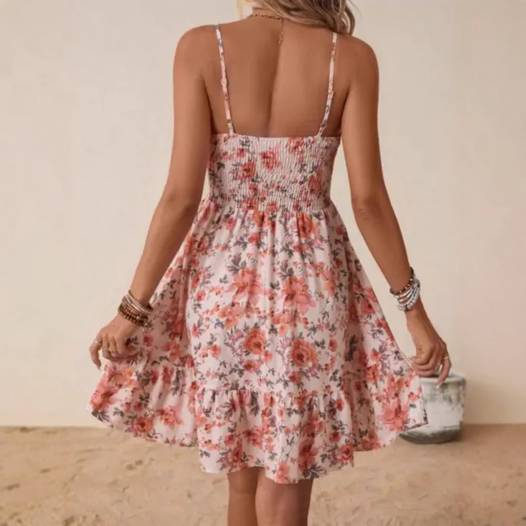 Floral Print Cold-Shoulder Cami Dress