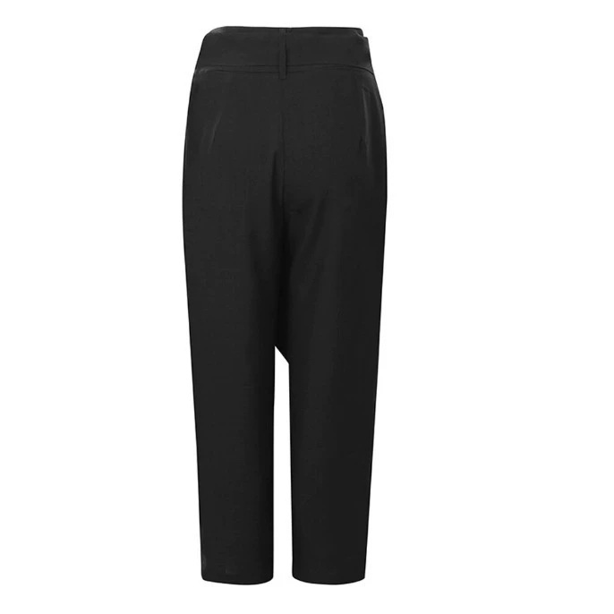 Women's Irregular Tie-Waist Cropped Pants Casual Straight-Leg High-Waist