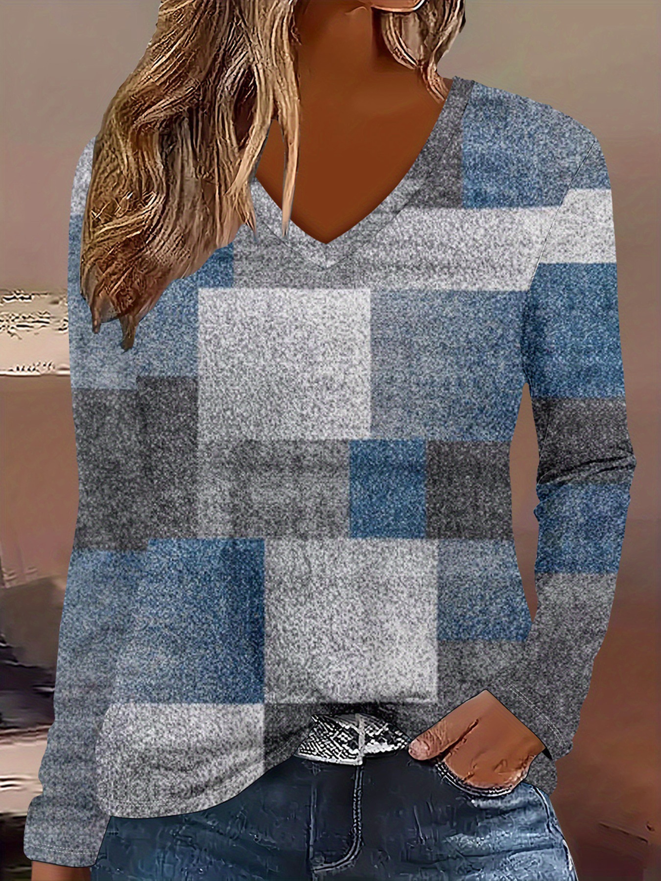 Bohemian Floral V-Neck Long-Sleeve Loose Casual T-Shirt