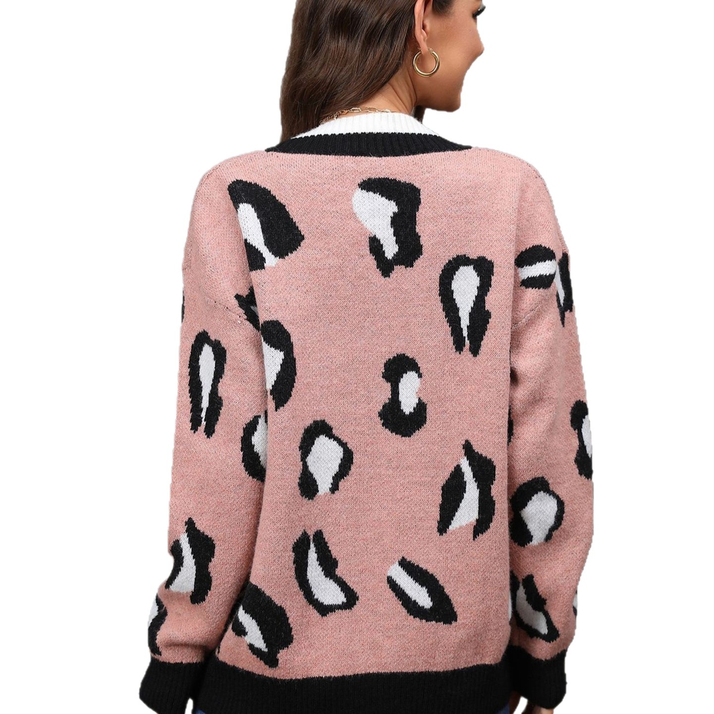 Leopard Print Button-Front Knit Cardigan Sweater Plus Size