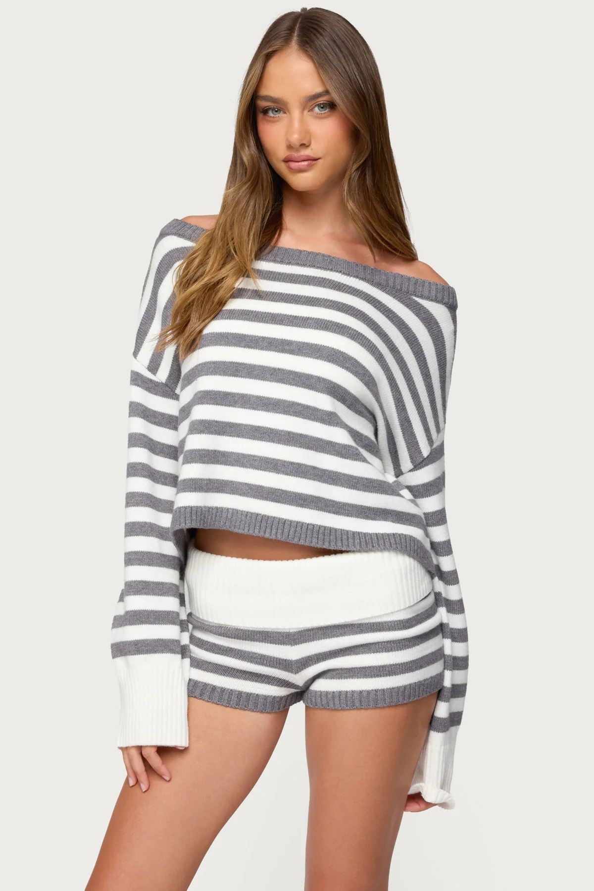 Women's Solid Color Sweater and Skirt Set