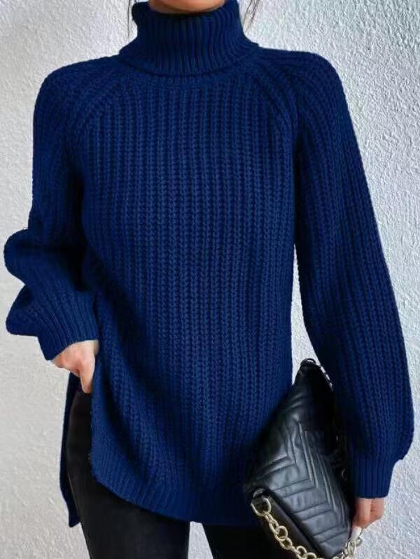 Women's Turtleneck Midi Sweater Soft French Style Pullover