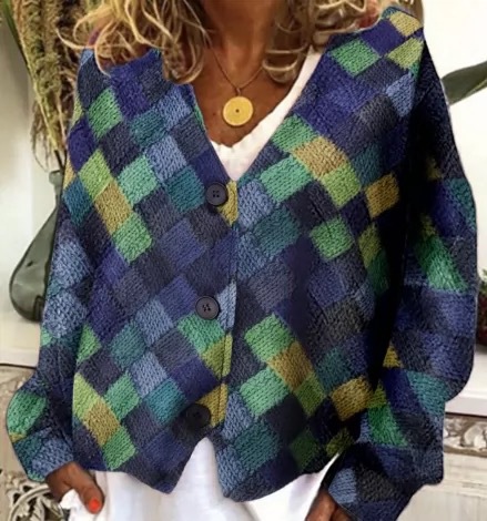 Printed Women's Cardigan Soft Knit Sweater Casual Cape Coat